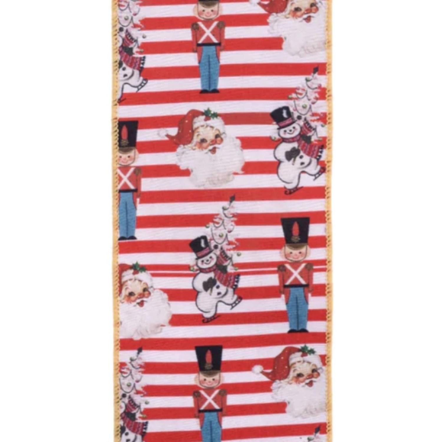 4" Vintage Toys Santa Ribbon: Red/White (10 Yards)