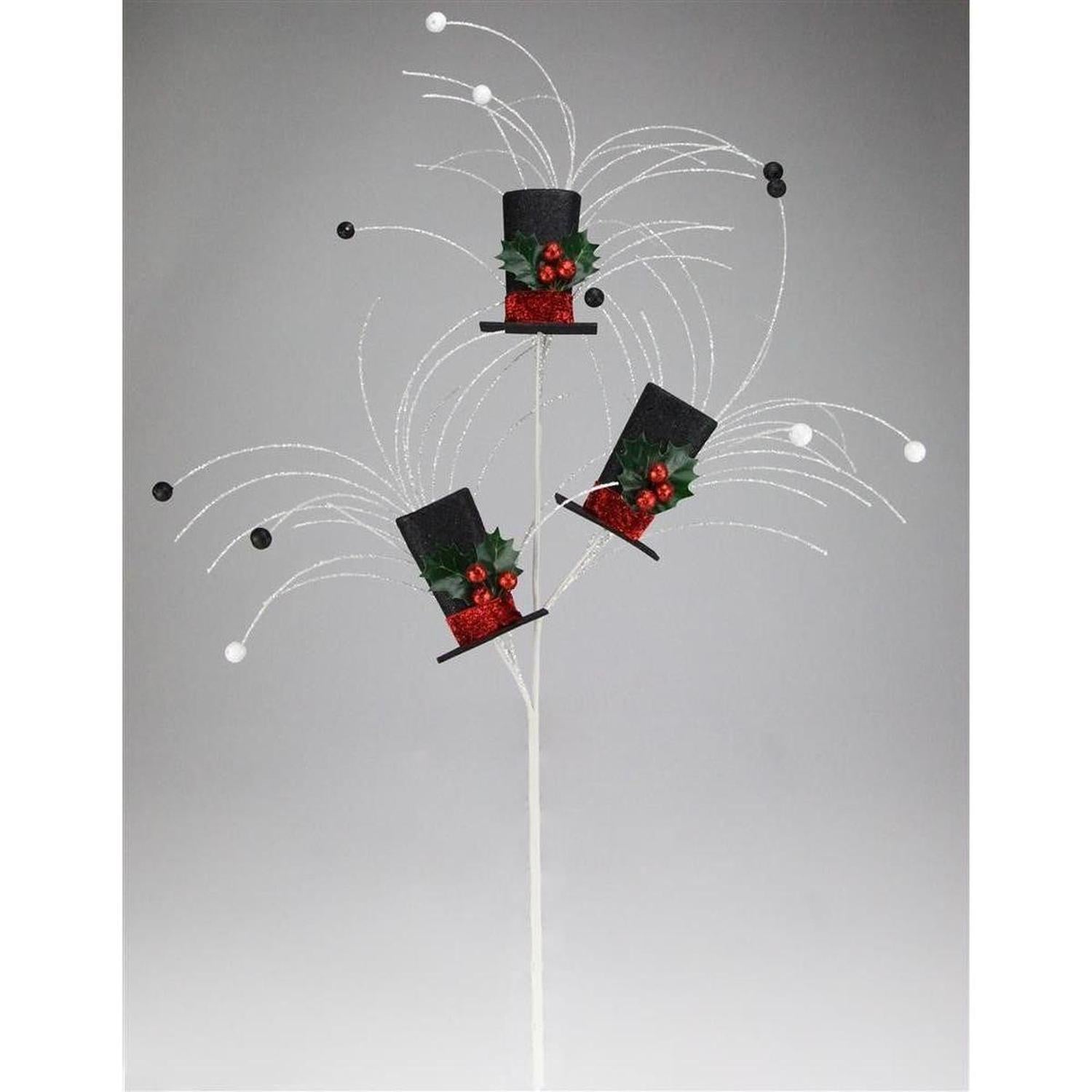 40" Glitter Snowman Top Hat Spray