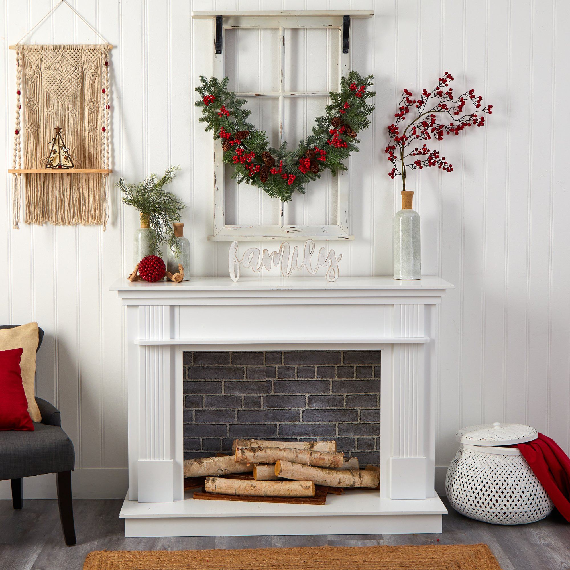 Shop For 40” Pines, Red Berries and Pinecones Garland