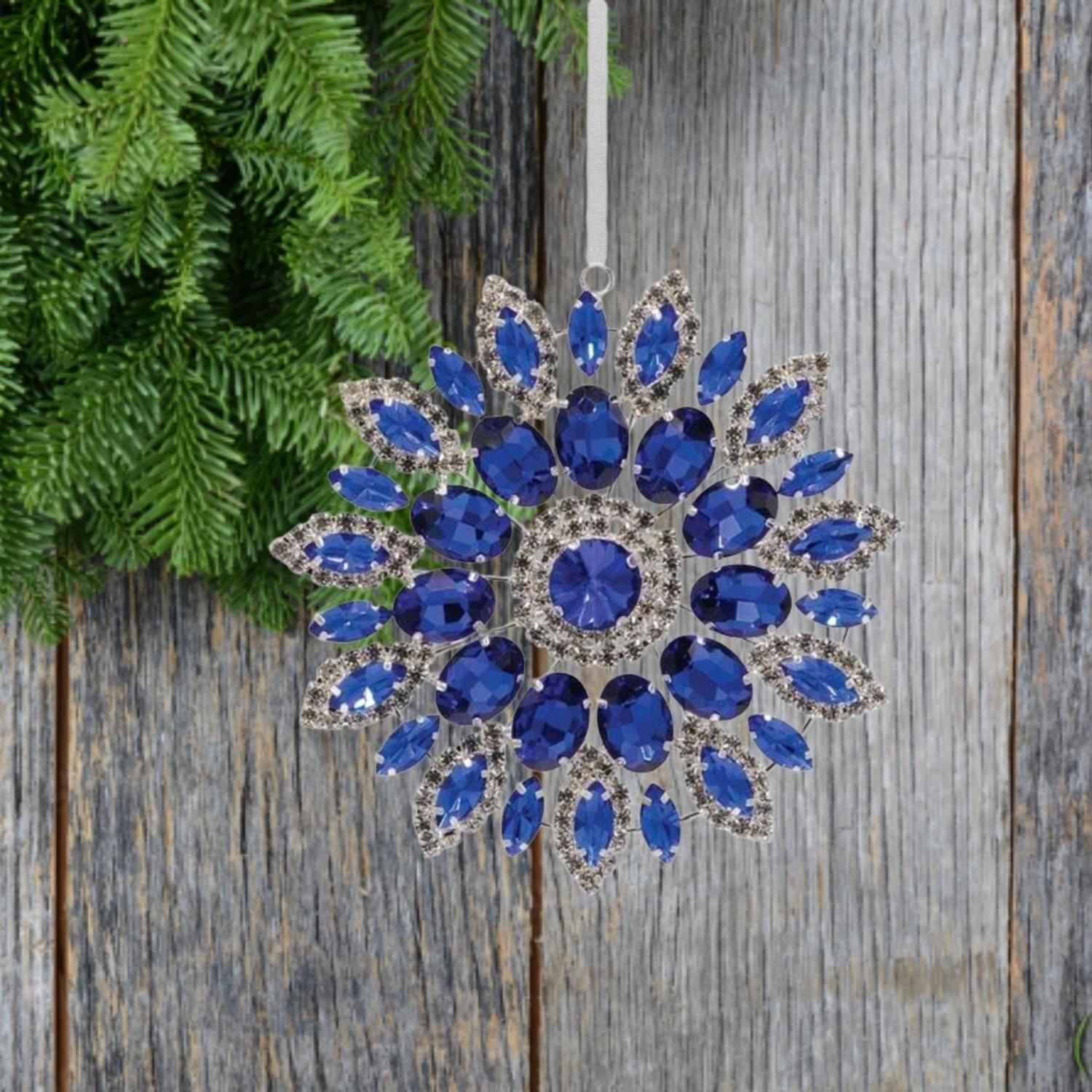 4.25in Hanging Faux Jewel Ornament: Blue
