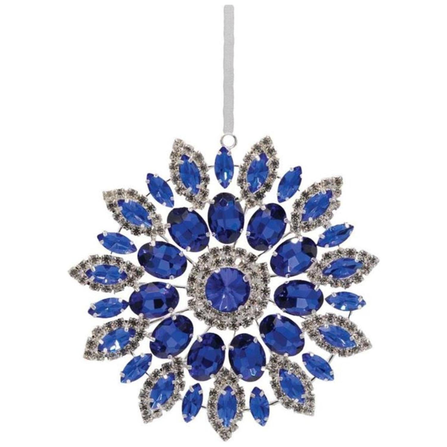 4.25in Hanging Faux Jewel Ornament: Blue
