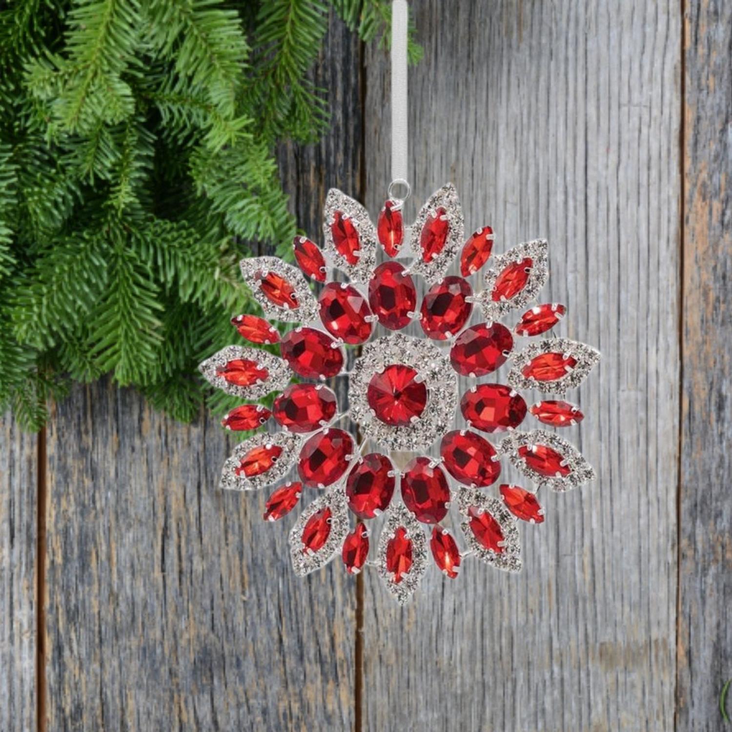 4.25in Hanging Faux Jewel Ornament: Red