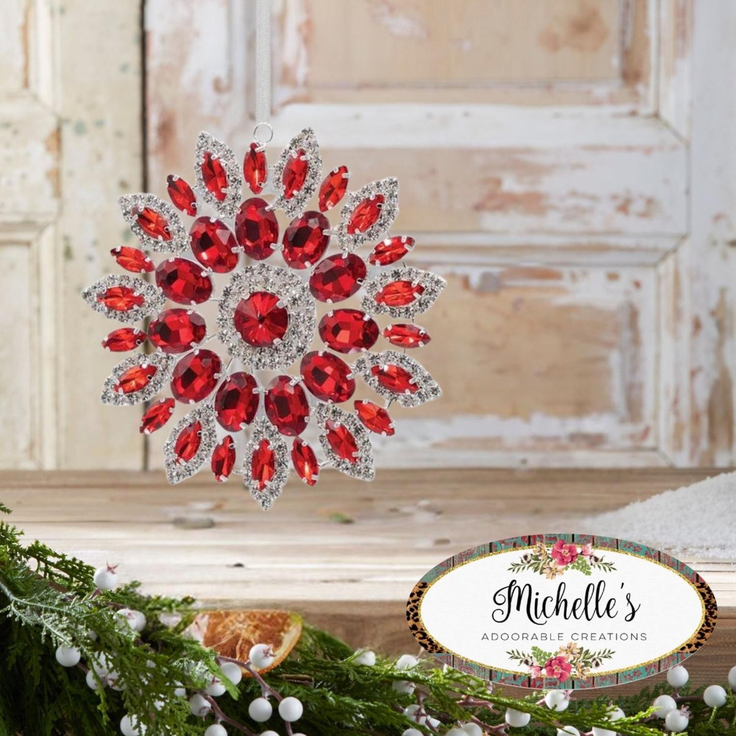 4.25in Hanging Faux Jewel Ornament: Red