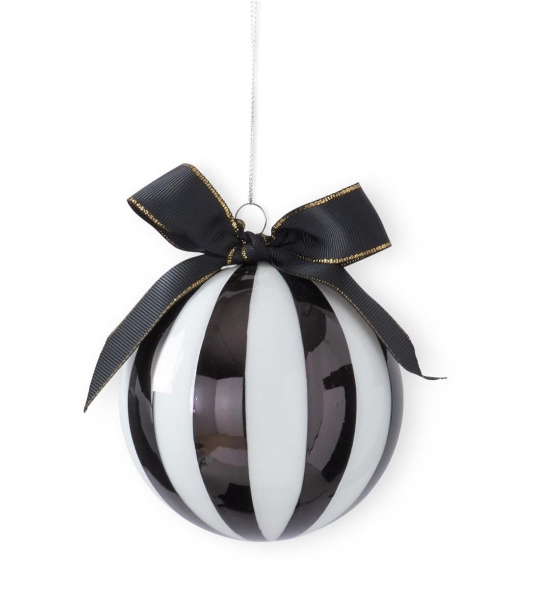 Shop For 4.25in Vertical Striped Glass Ball Ornament: Black/White