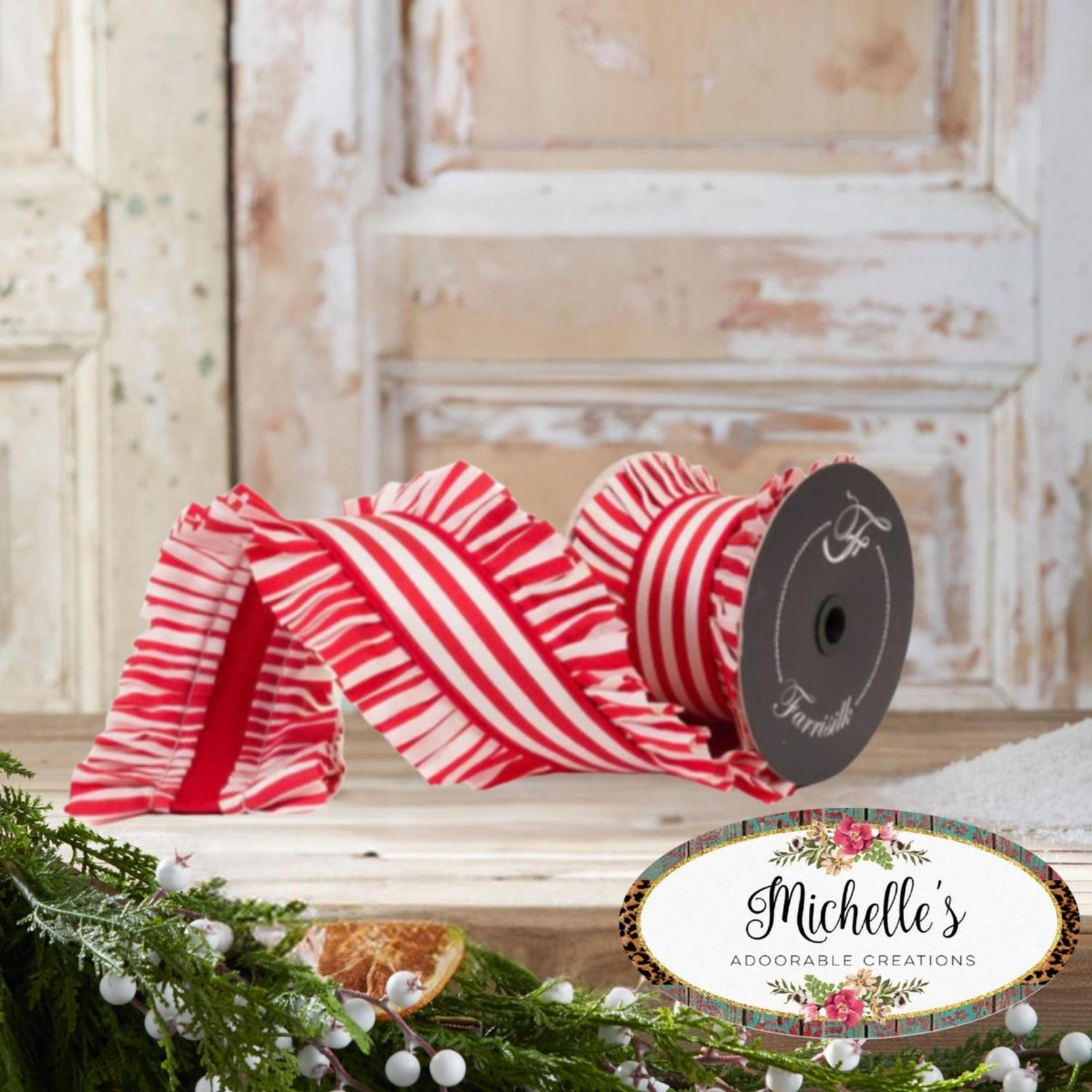 4.5" Candy Wrap Ruffle Ribbon: Red (5 Yards)