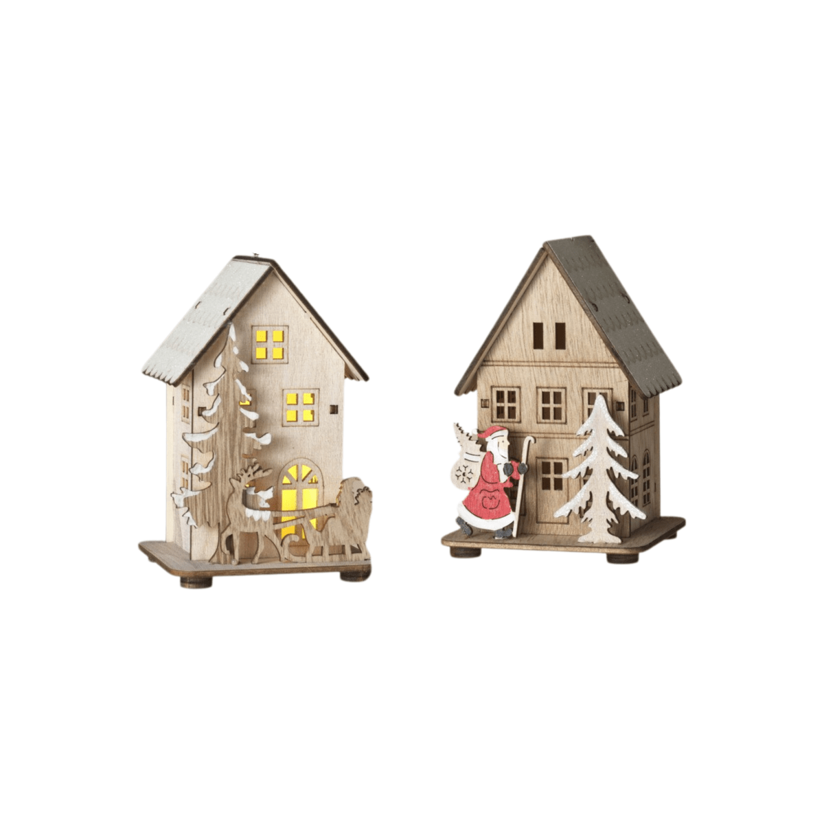 Shop For 4.5" Lighted Laser Cut Wood House Ornament