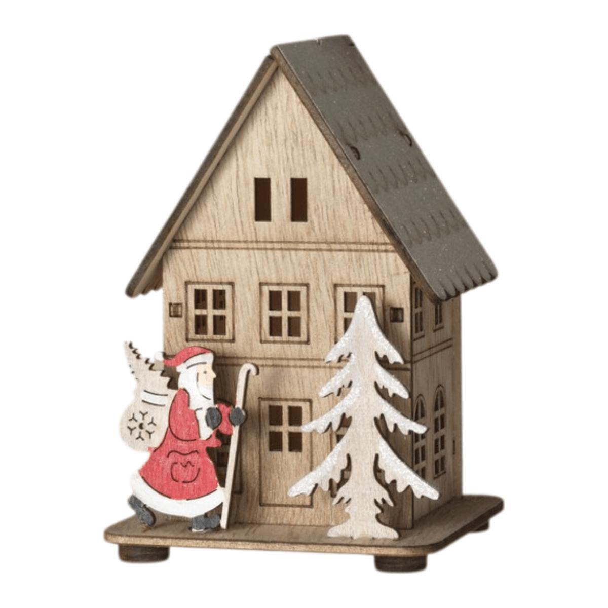 Shop For 4.5" Lighted Laser Cut Wood House Ornament