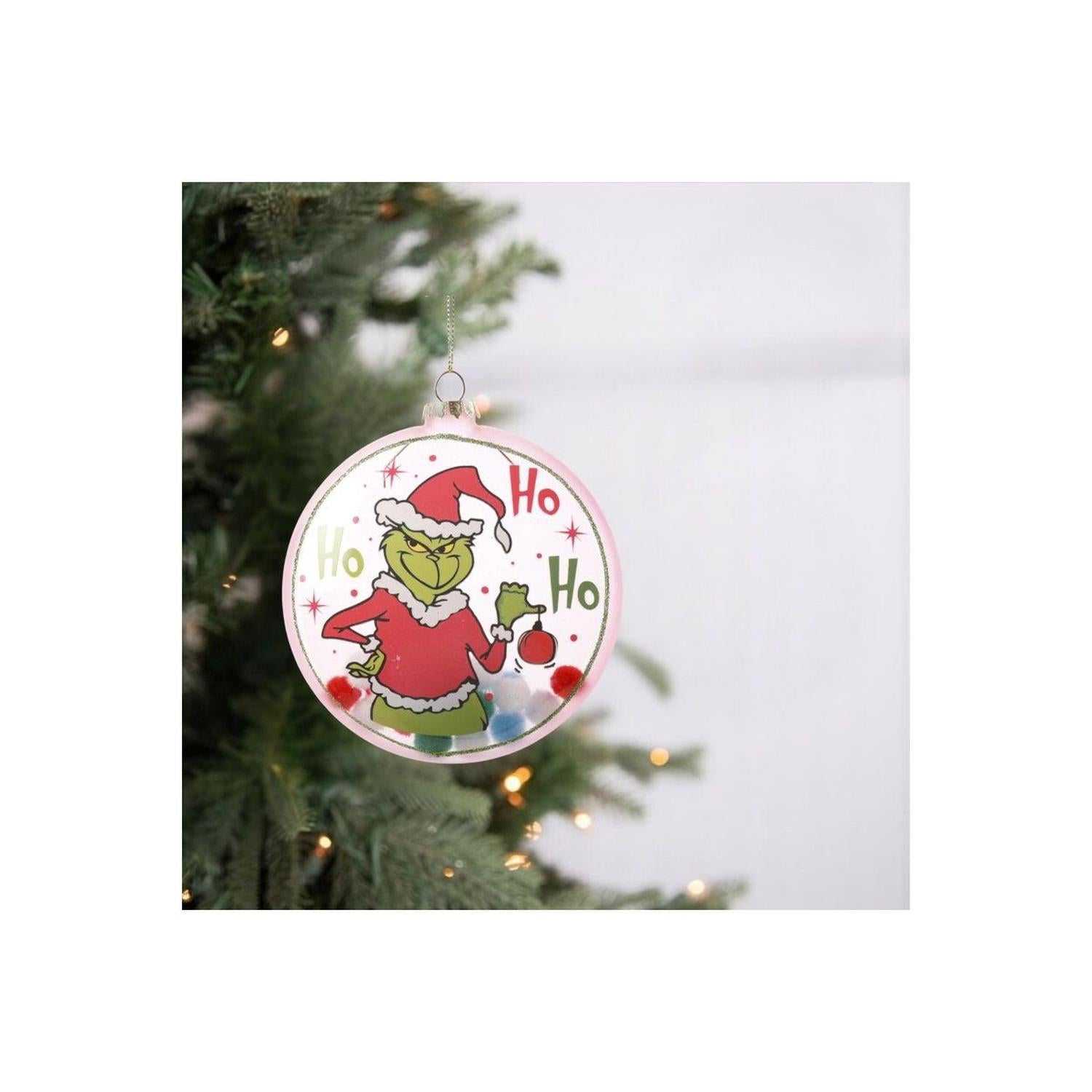 4.5" Pink Green Monster Glass Disc Ornament