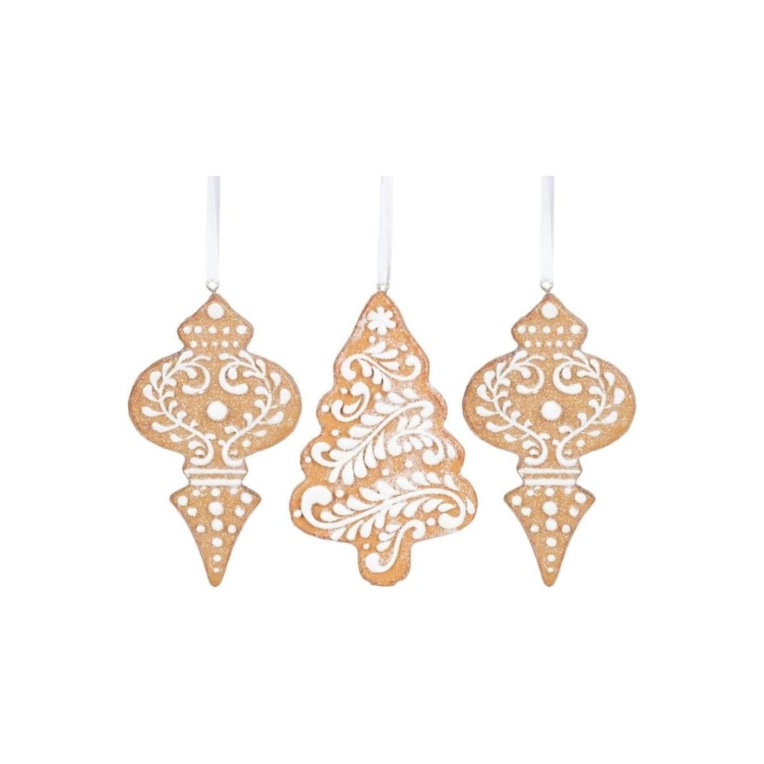 4.5" White Icing Gingerbread Ornaments (Asst 3)