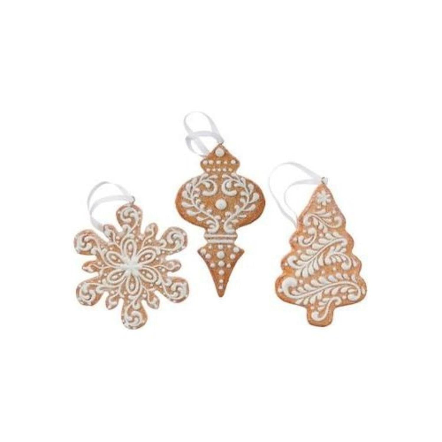 4.5" White Icing Gingerbread Ornaments (Asst 3)