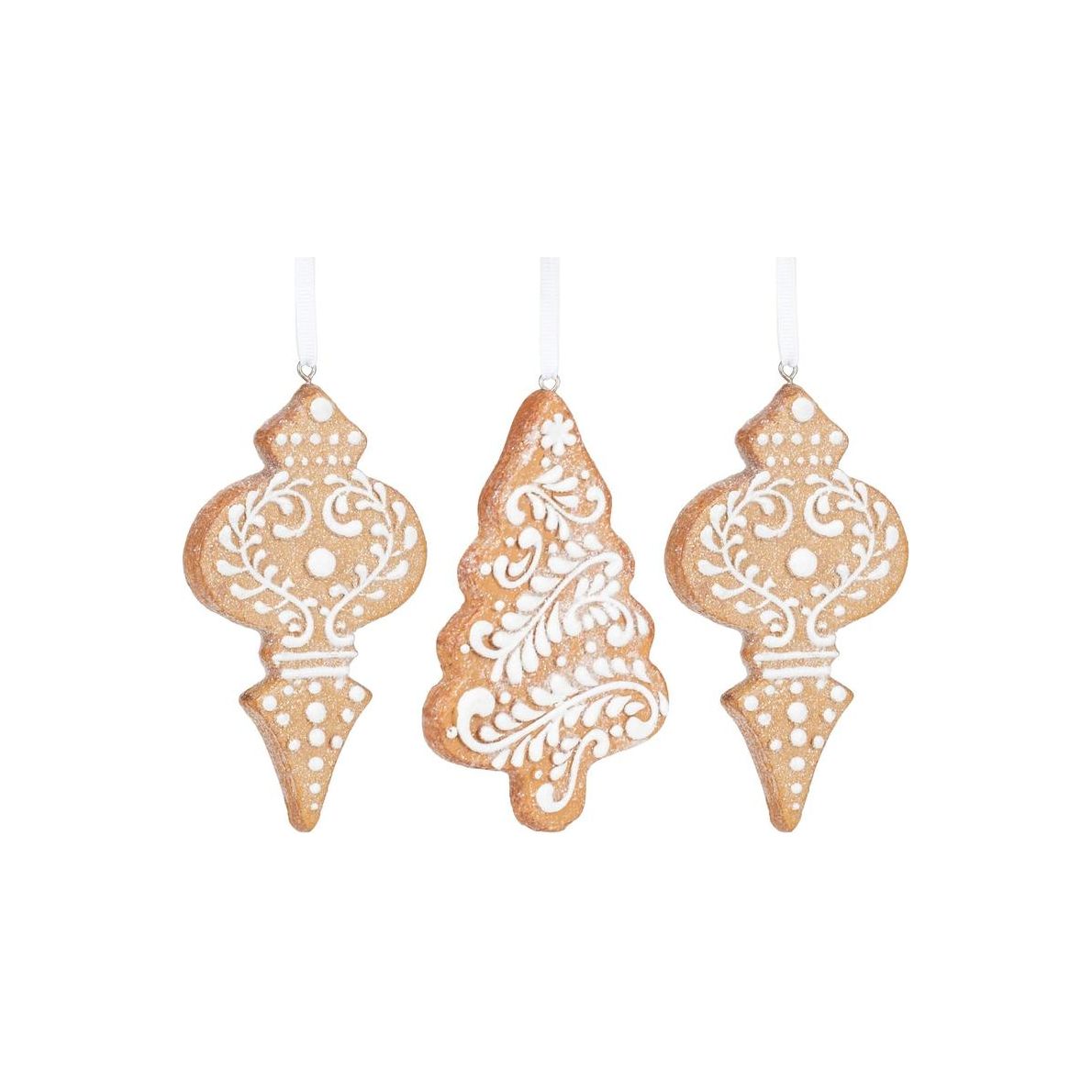 Shop For 4.5" White Icing Gingerbread Ornaments (Asst 3)