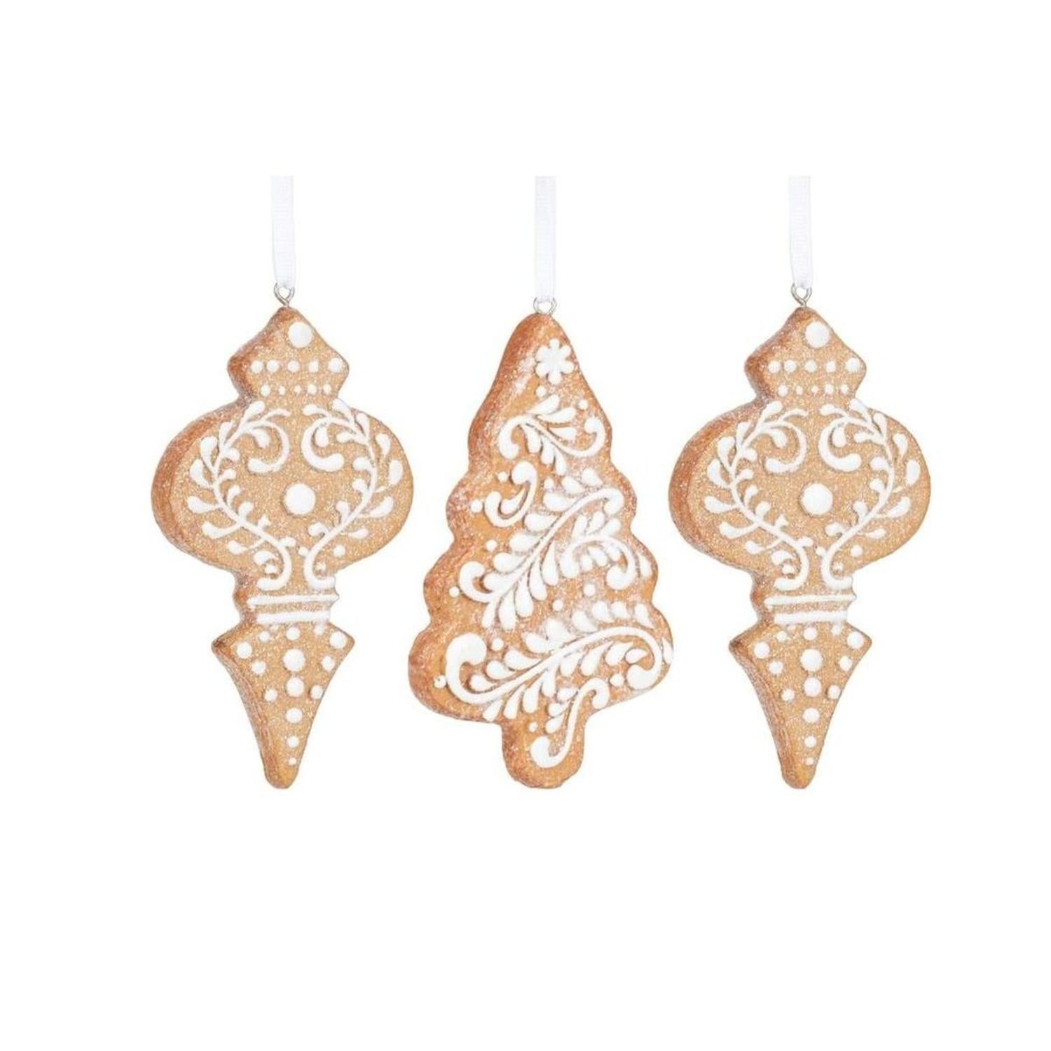 4.5" White Icing Gingerbread Ornaments (Asst 3)