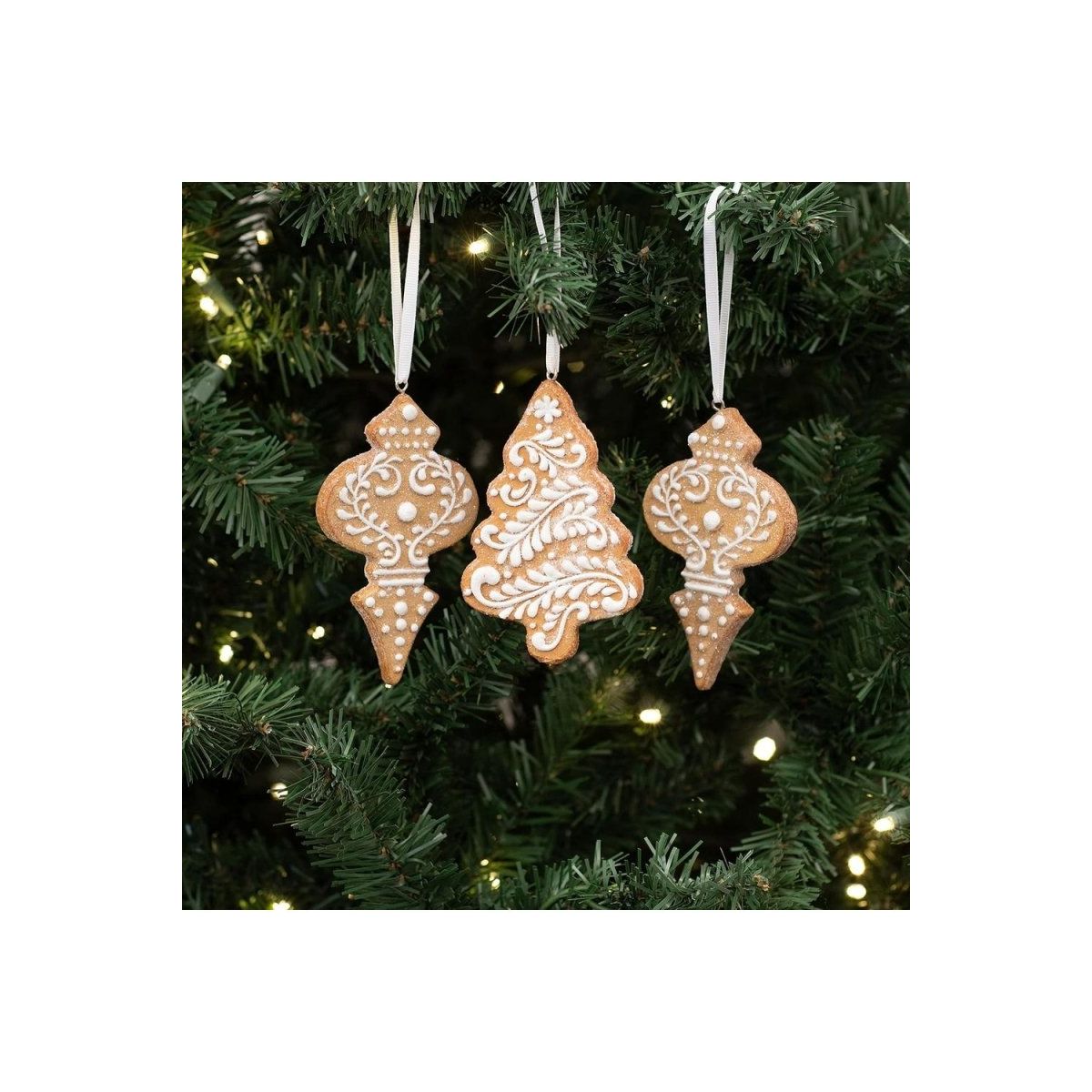 Shop For 4.5" White Icing Gingerbread Ornaments (Asst 3)