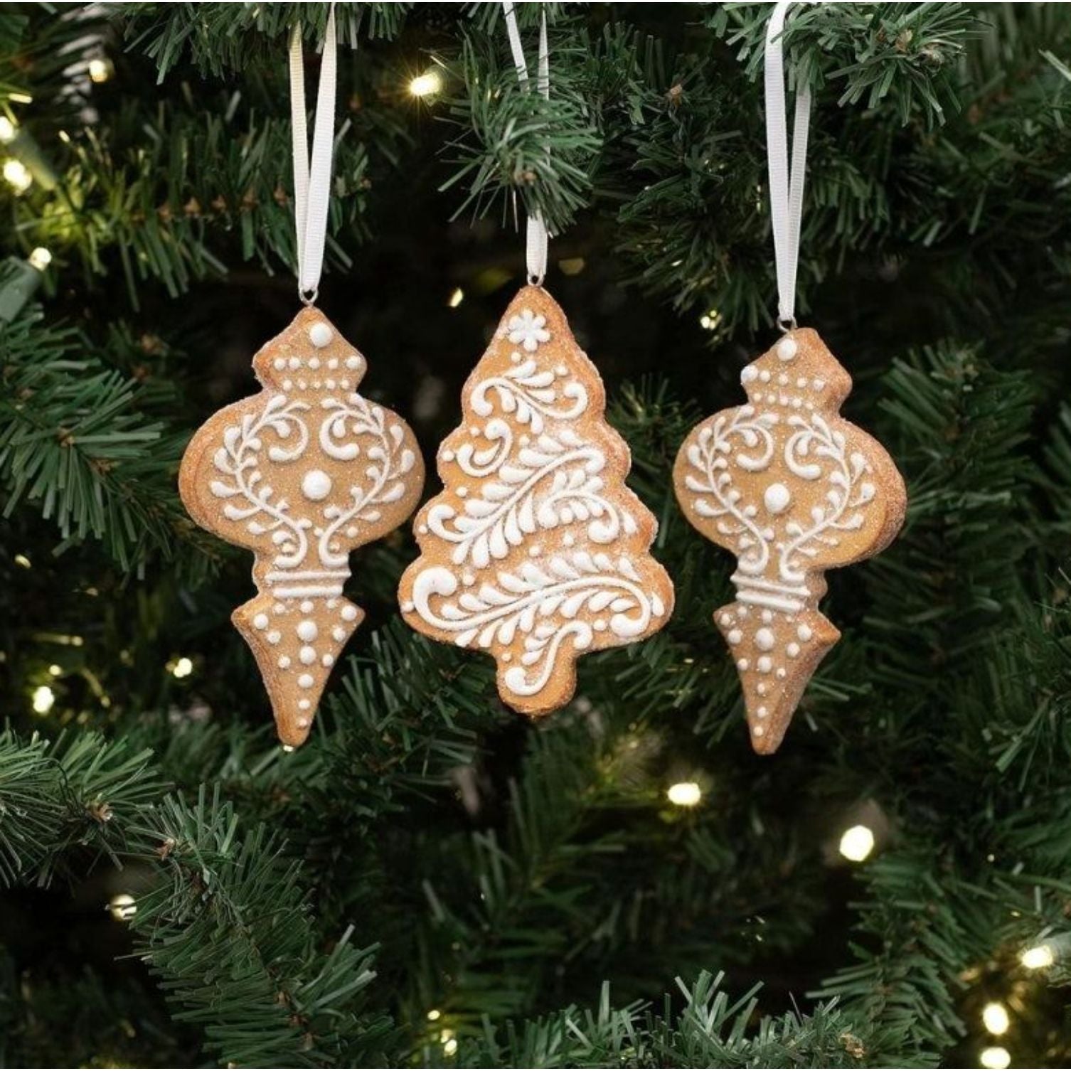 Shop For 4.5" White Icing Gingerbread Ornaments (Asst 3)