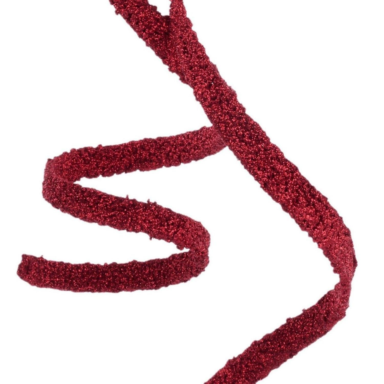 46" Glitter Beaded Ribbon Spray: Red
