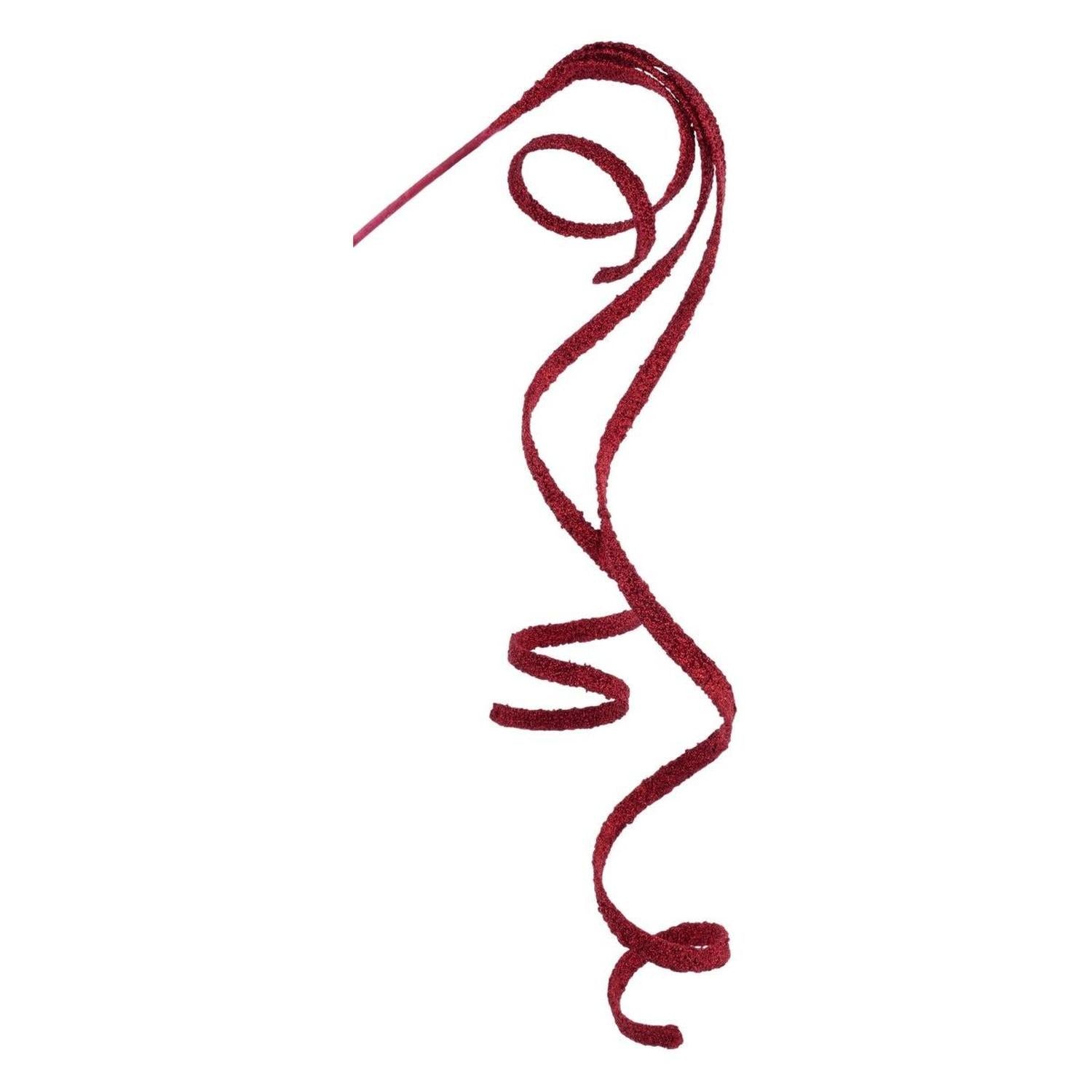 46" Glitter Beaded Ribbon Spray: Red