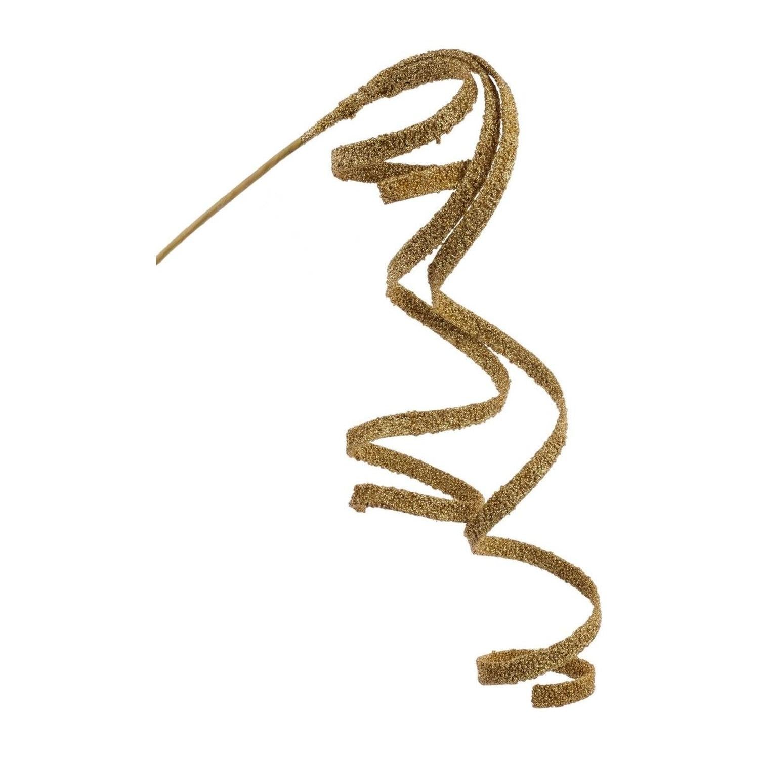 46" Glitter Bead Curly Spray: Gold