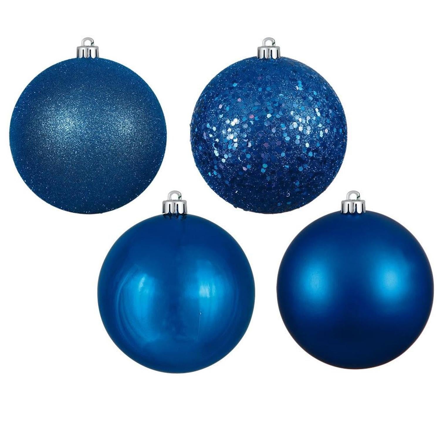4.75in Blue Finish Christmas Ornament Assortment (Set of 4)