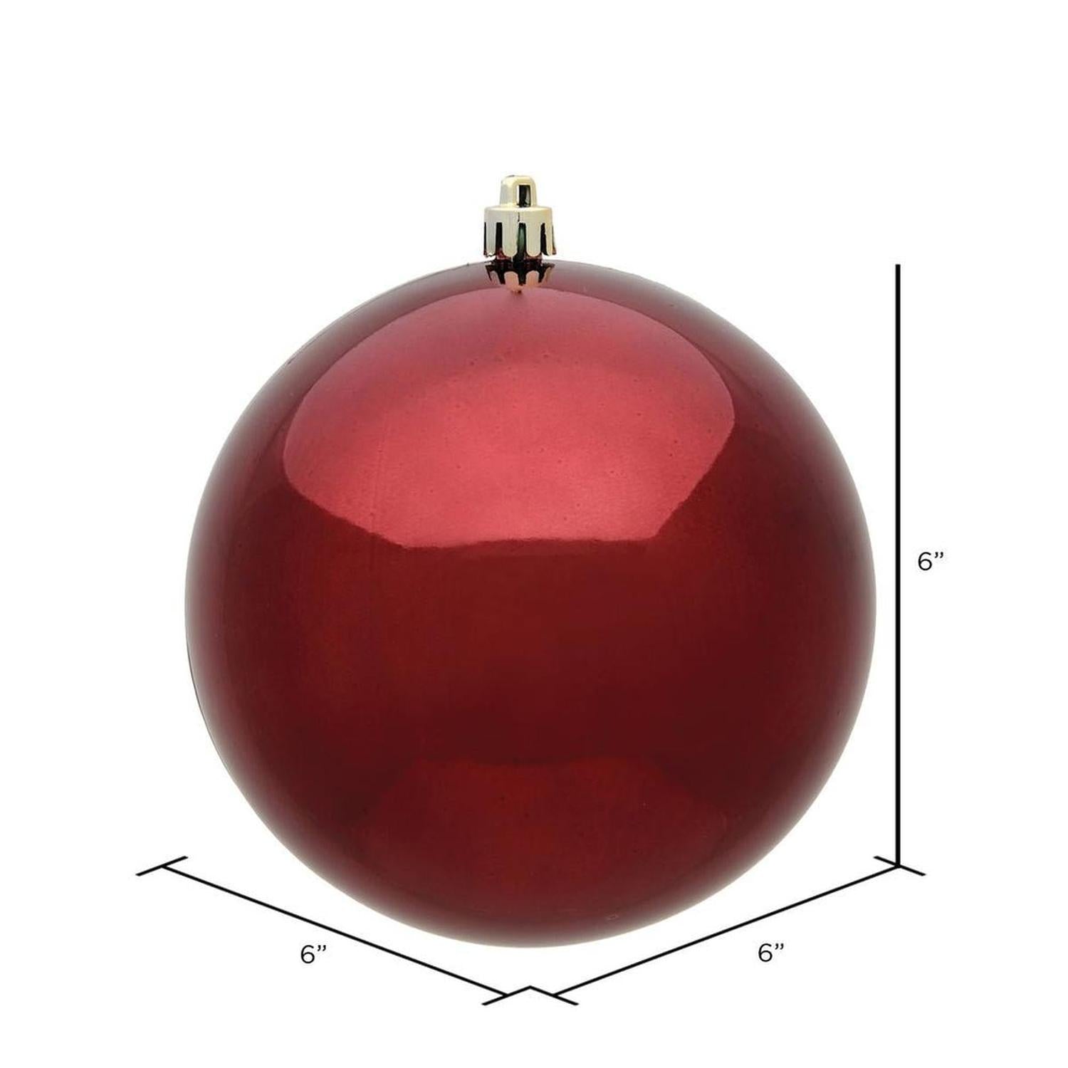 4.75in Burgundy Shiny Christmas Ball Ornament (Set of 4)
