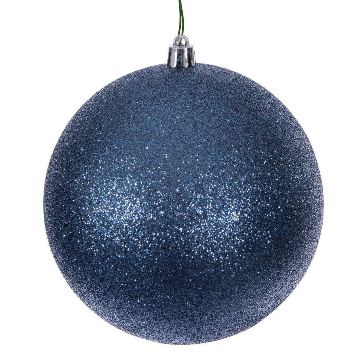 4.75in Denim Blue Glitter Ball Ornament (4 pack)
