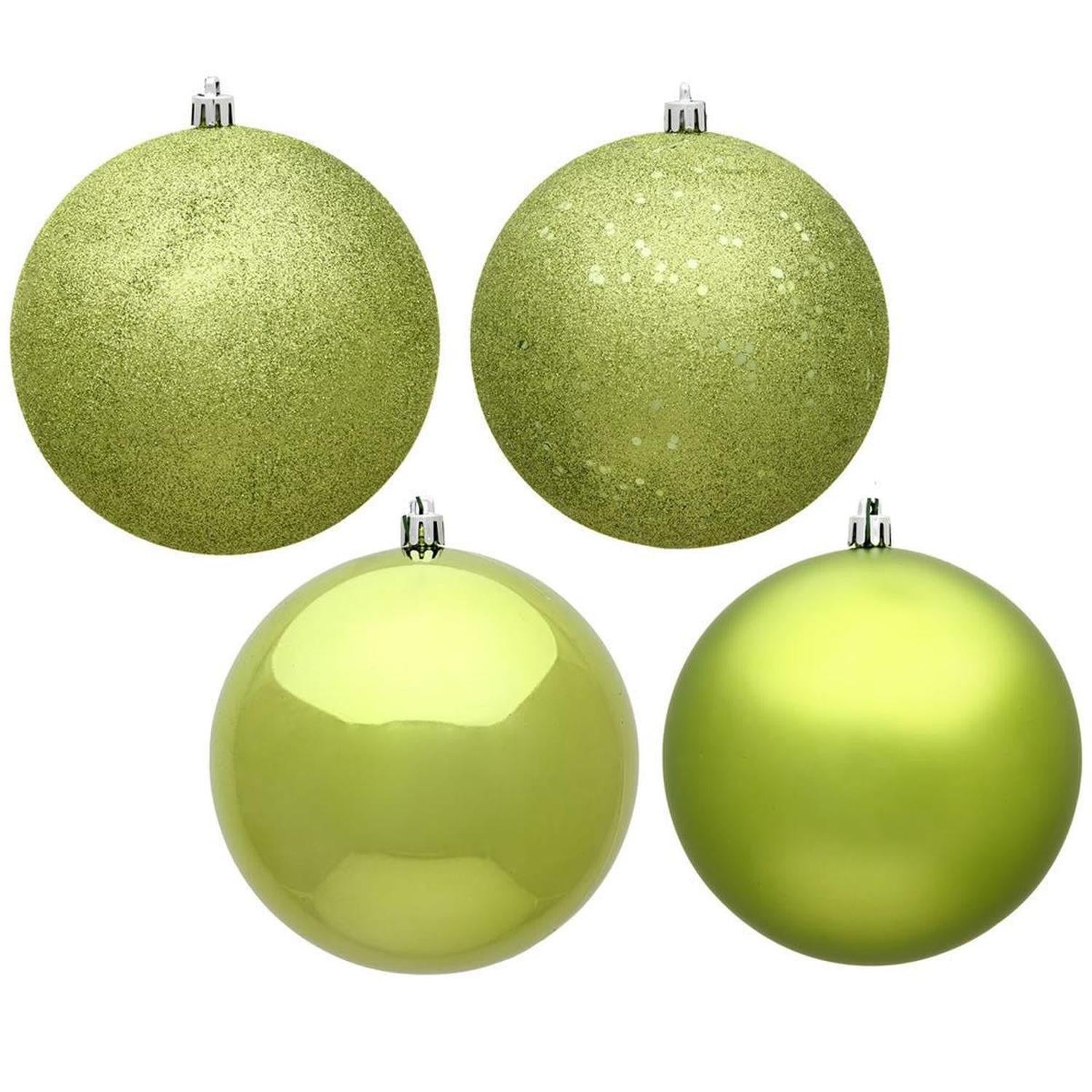 4.75in Lime Green Christmas Ornament Assortment (Set of 4)