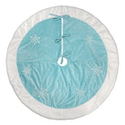 Shop For 48" Pastel Blue Snowflake Embroidered Tree Skirt With Faux Fur Trim