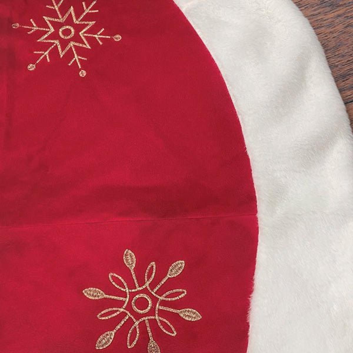 Shop For 48" Red Snowflake Embroidered Tree Skirt With Faux Fur Trim