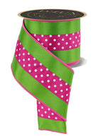 Shop For 4in 3 in 1 Polka Dot Ribbon: Hot Pink/Green (10 Yards)