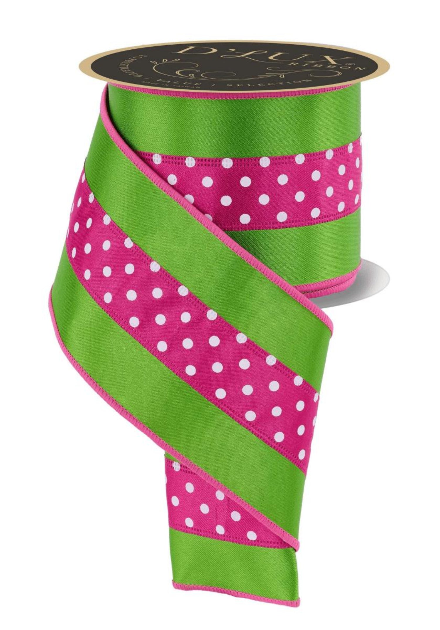 Shop For 4in 3 in 1 Polka Dot Ribbon: Hot Pink/Green (10 Yards)