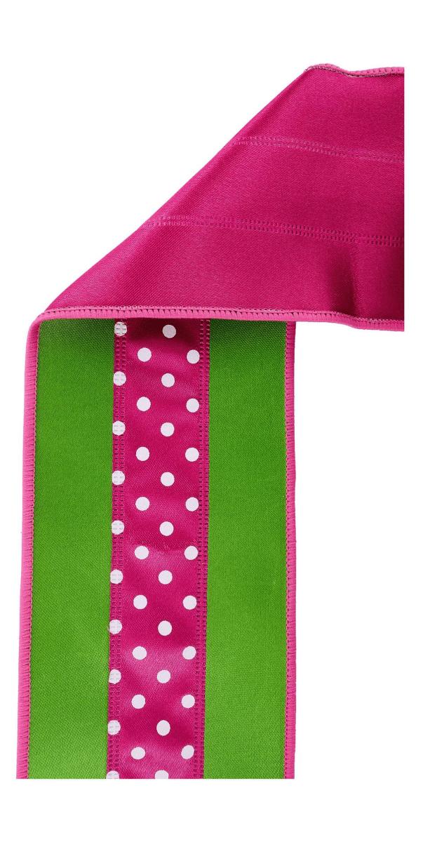 Shop For 4in 3 in 1 Polka Dot Ribbon: Hot Pink/Green (10 Yards)