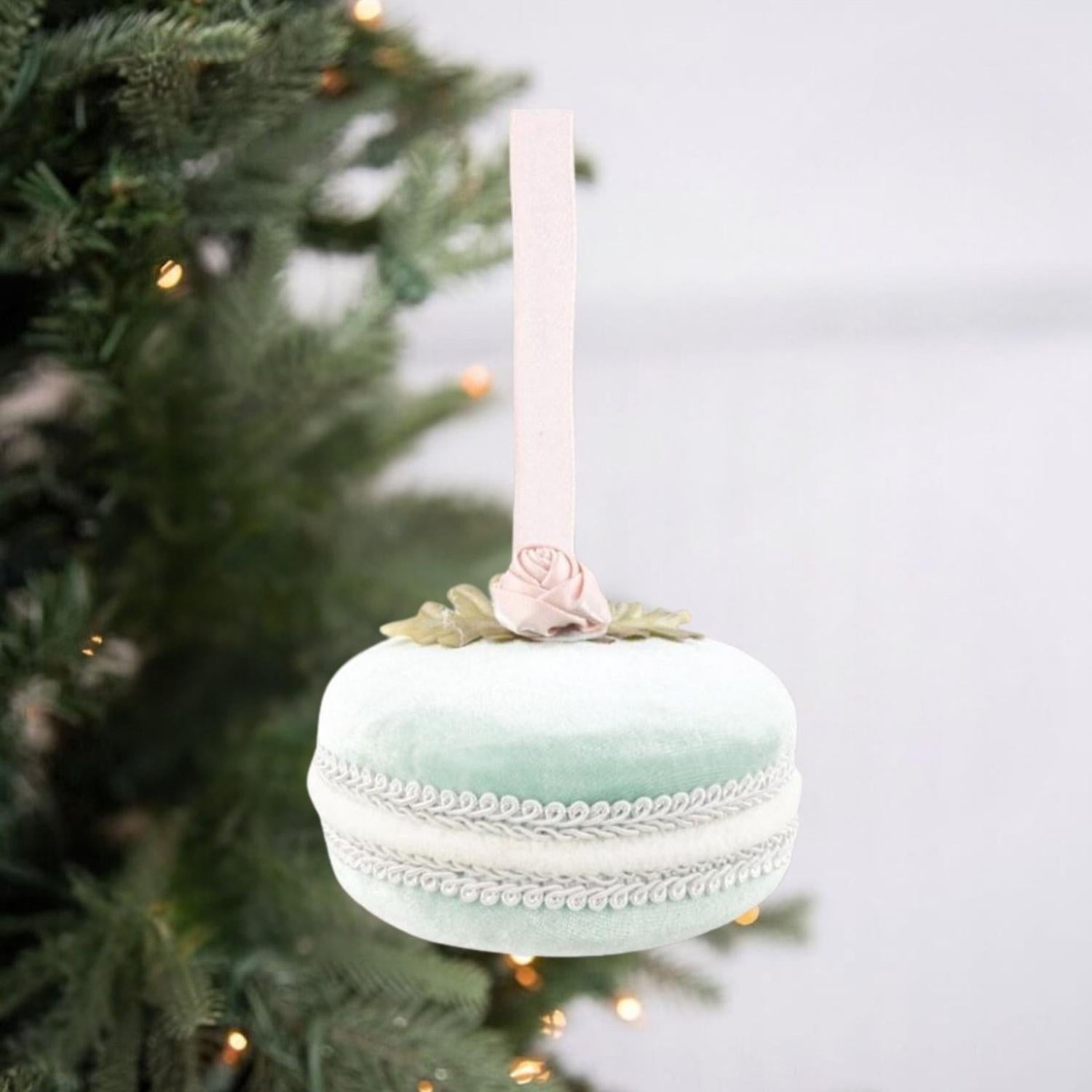 4in Blue Macaron Ornament