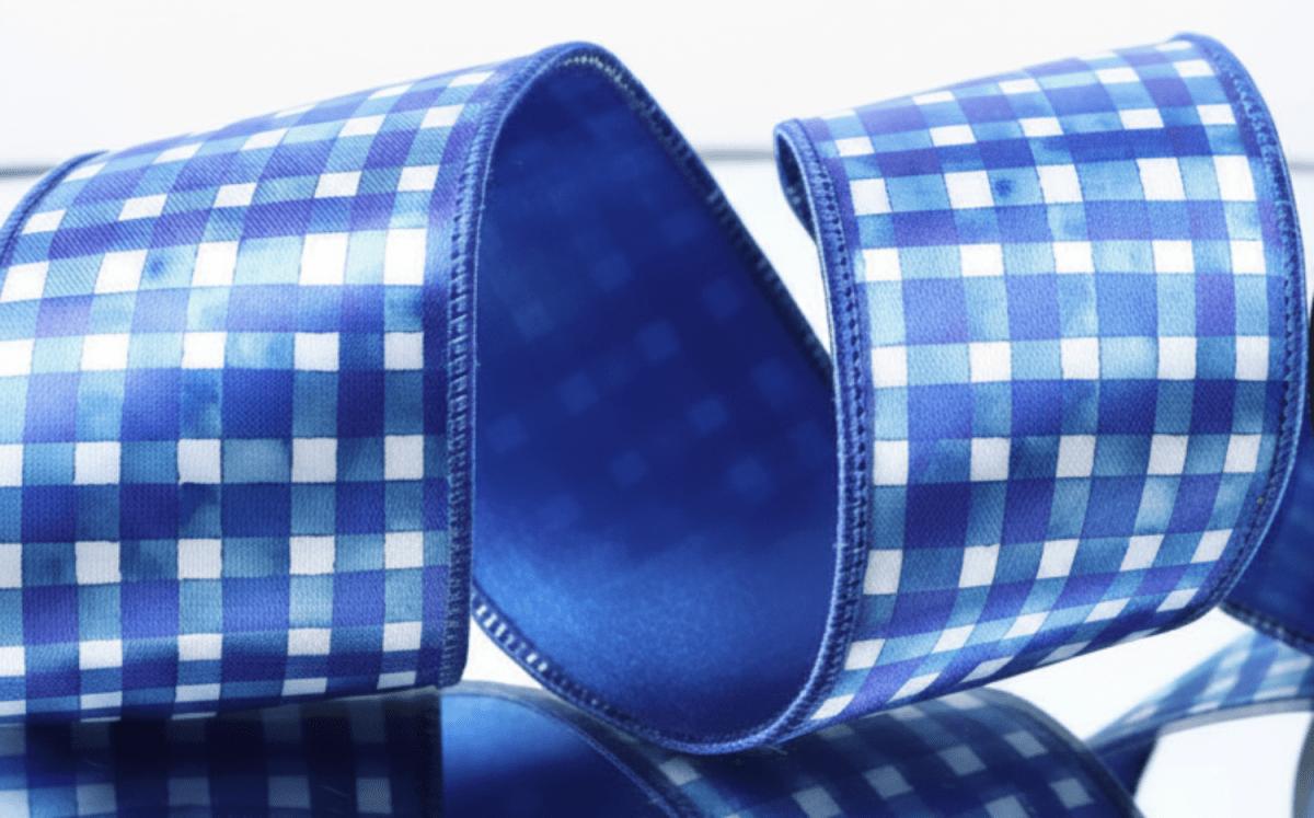 Shop For 4in Blue Print Plaid Ribbon (5 Yards)