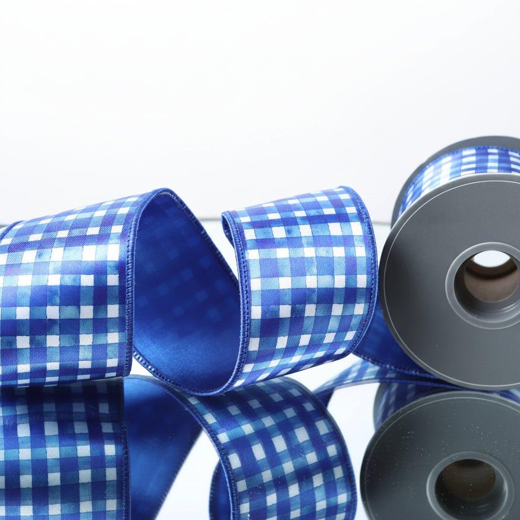 Shop For 4in Blue Print Plaid Ribbon (5 Yards)