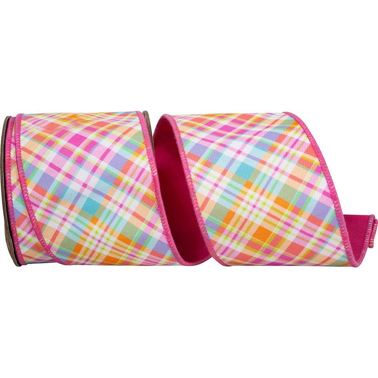 Shop For 4in Bright Plaid Diagonal Ribbon: Plaid (10 Yards)