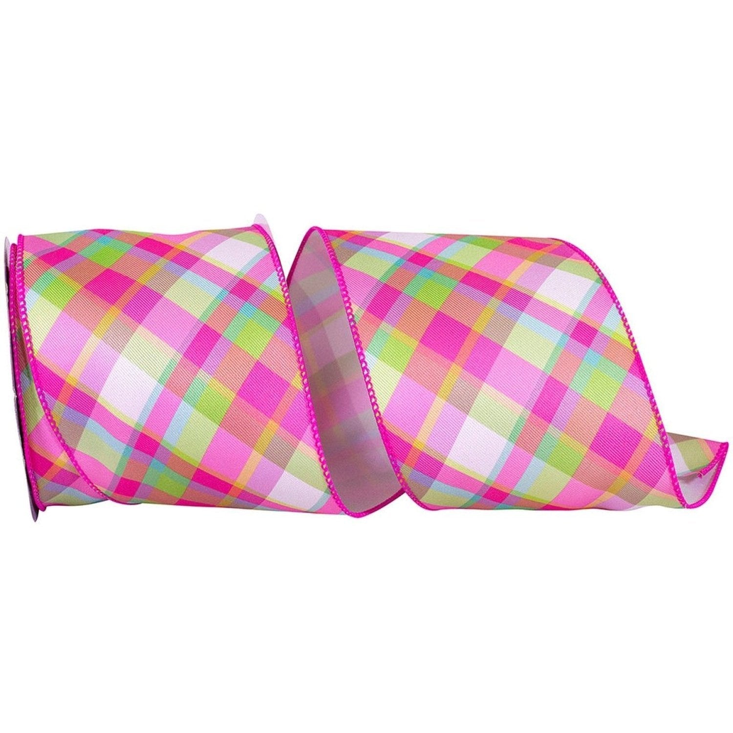 Shop For 4in Bright Plaid KerryAnn Ribbon: Hot Pink (10 Yards)