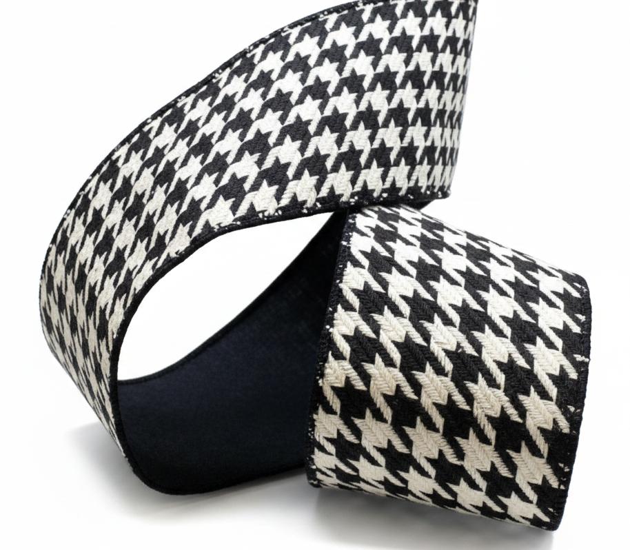 Shop For 4in Cotton Houndstooth Ribbon: Black/White (10 Yards)