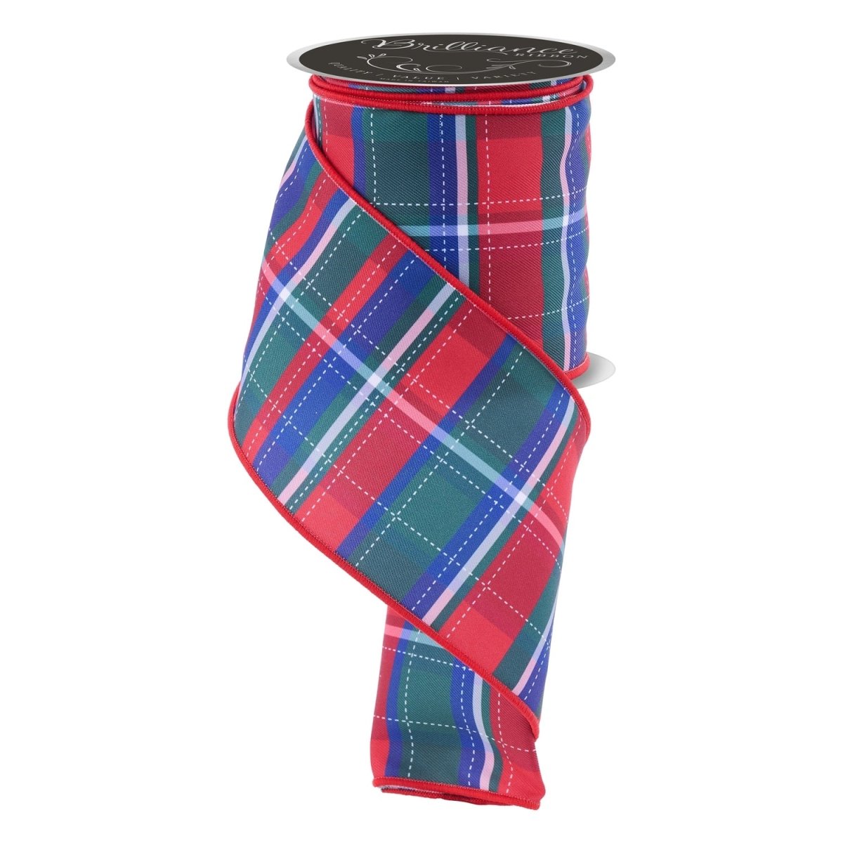 Shop For 4in Dashed Plaid Ribbon: Red/Green/Blue (10 Yards)