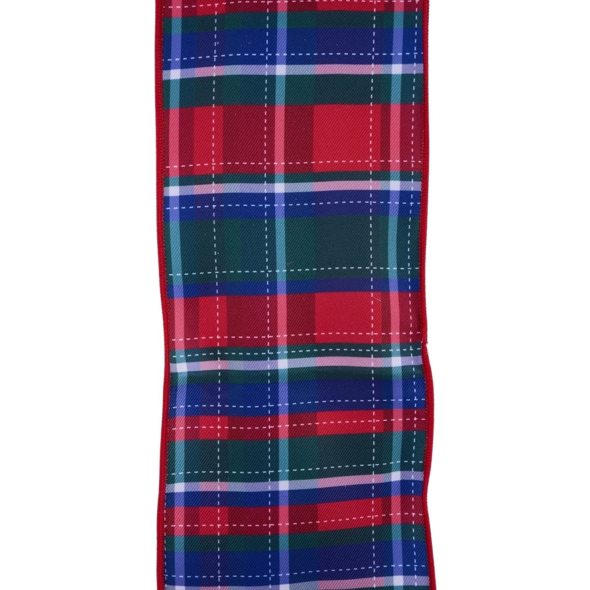 Shop For 4in Dashed Plaid Ribbon: Red/Green/Blue (10 Yards)