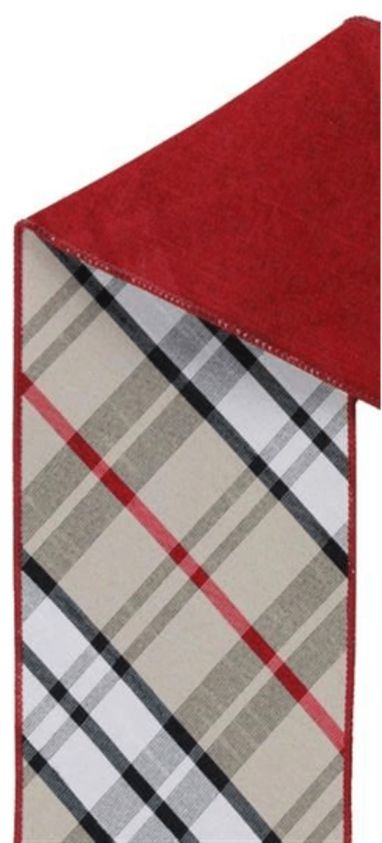 Shop For 4in Diagonal Plaid Ribbon: Red/Tan (10 Yards)