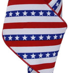 Shop For 4in Diagonal Stripes w/Stars Ribbon: White (10 Yards)