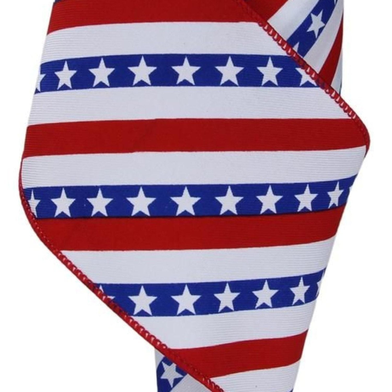 Shop For 4in Diagonal Stripes w/Stars Ribbon: White (10 Yards)