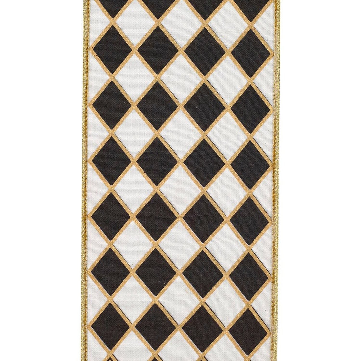 Shop For 4in Diamond Elite Metallic Ribbon: Black/White (10 Yards)