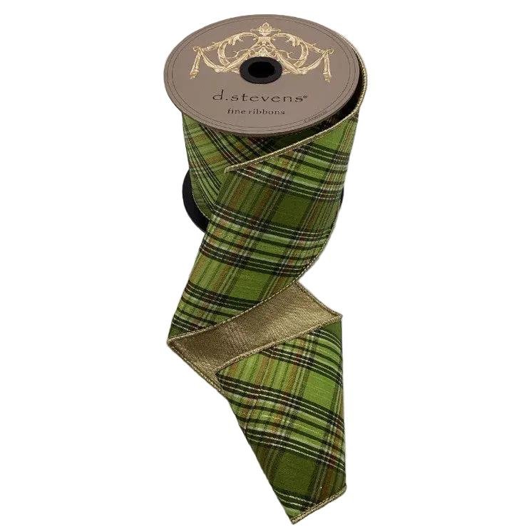 Shop For 4in Dupion Bias Plaid Ribbon: Lime, Olive, Hunter Green (10 Yards)