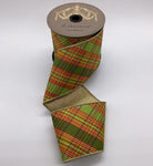 Shop For 4in Dupion Bias Plaid, Ribbon: Olive, Green, Orange (10 Yards)