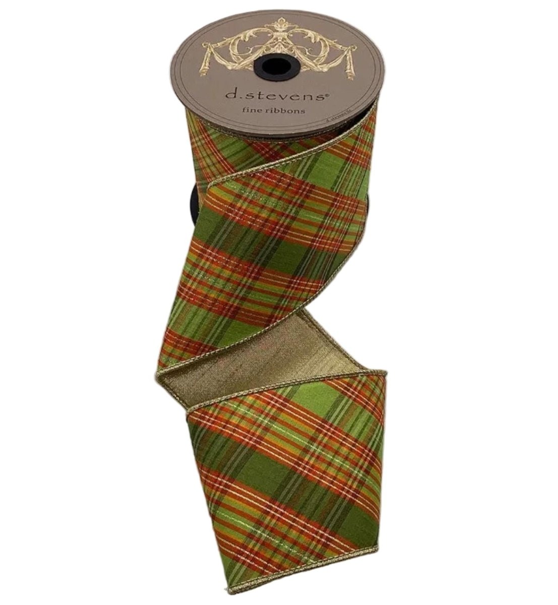 Shop For 4in Dupion Bias Plaid, Ribbon: Olive, Green, Orange (10 Yards)