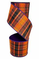 Shop For 4in Dupion Salem Plaid Ribbon: Gold Lurex, Orange Black Purple (10 Yards)