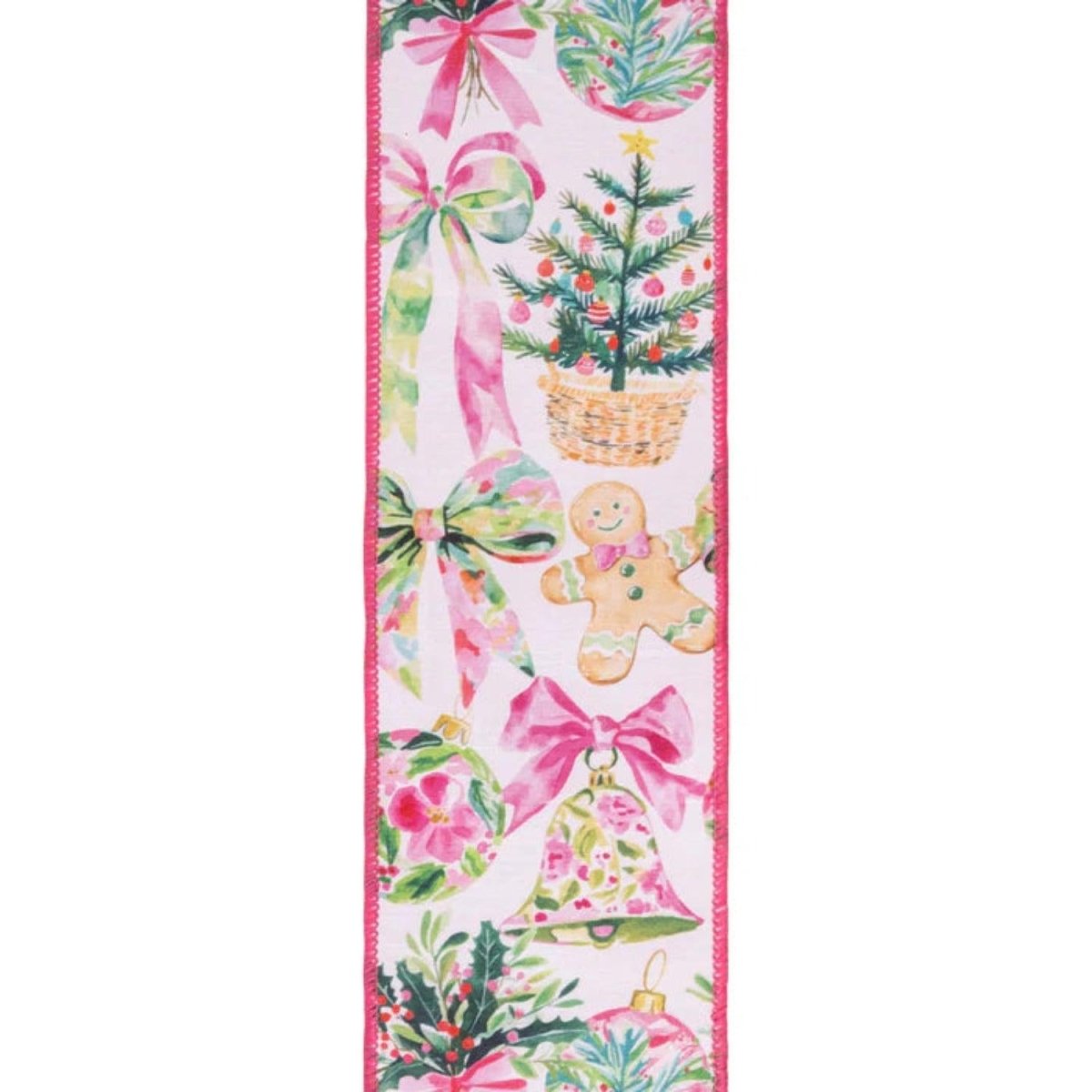 Shop For 4in Dupioni Pink Gingerbread and Bows Ribbon (10 Yards)