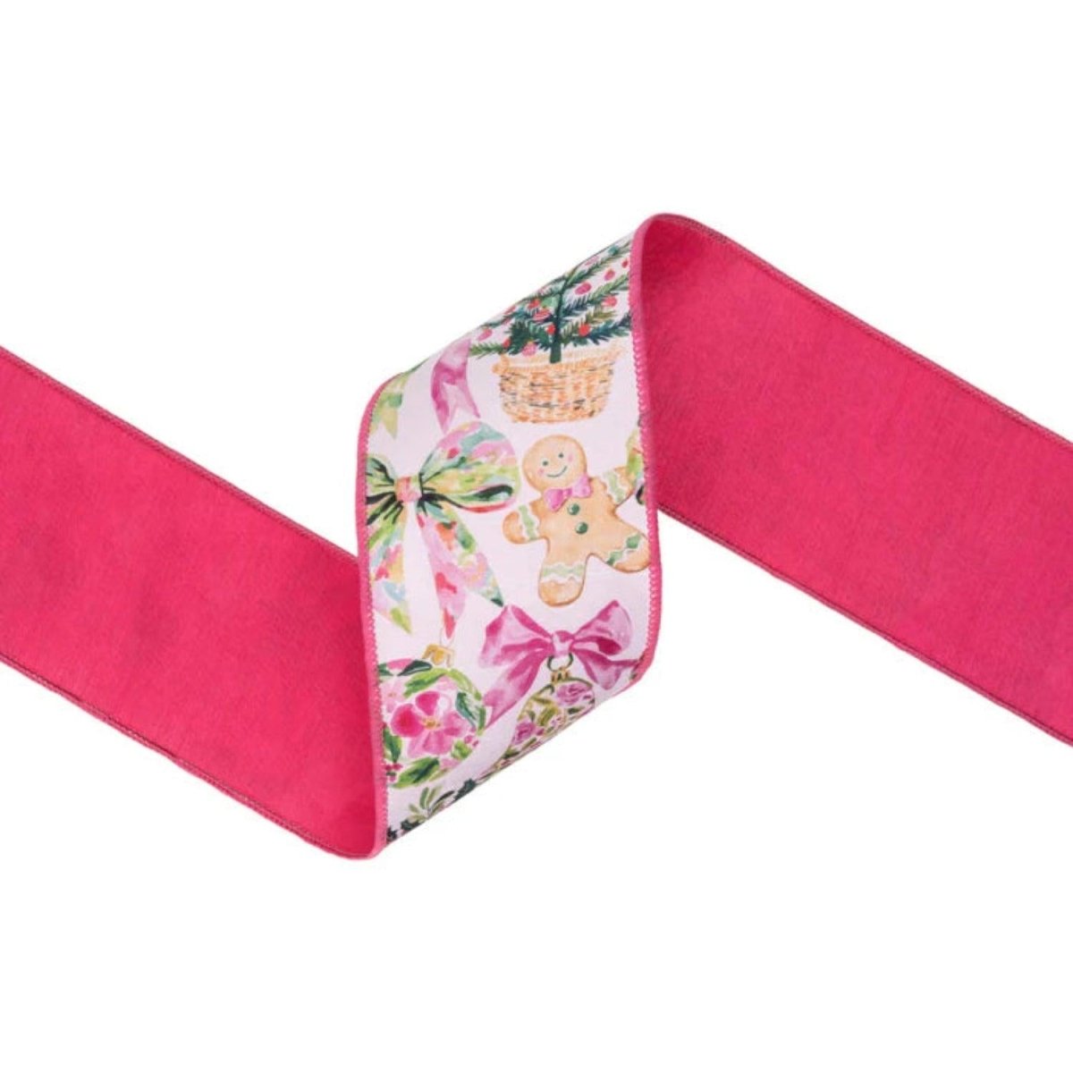 Shop For 4in Dupioni Pink Gingerbread and Bows Ribbon (10 Yards)