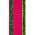 Shop For 4in Dupioni Regalia Glitter Ribbon: Fuchsia/Green (5 Yards)
