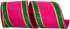 Shop For 4in Dupioni Regalia Glitter Ribbon: Fuchsia/Green (5 Yards)